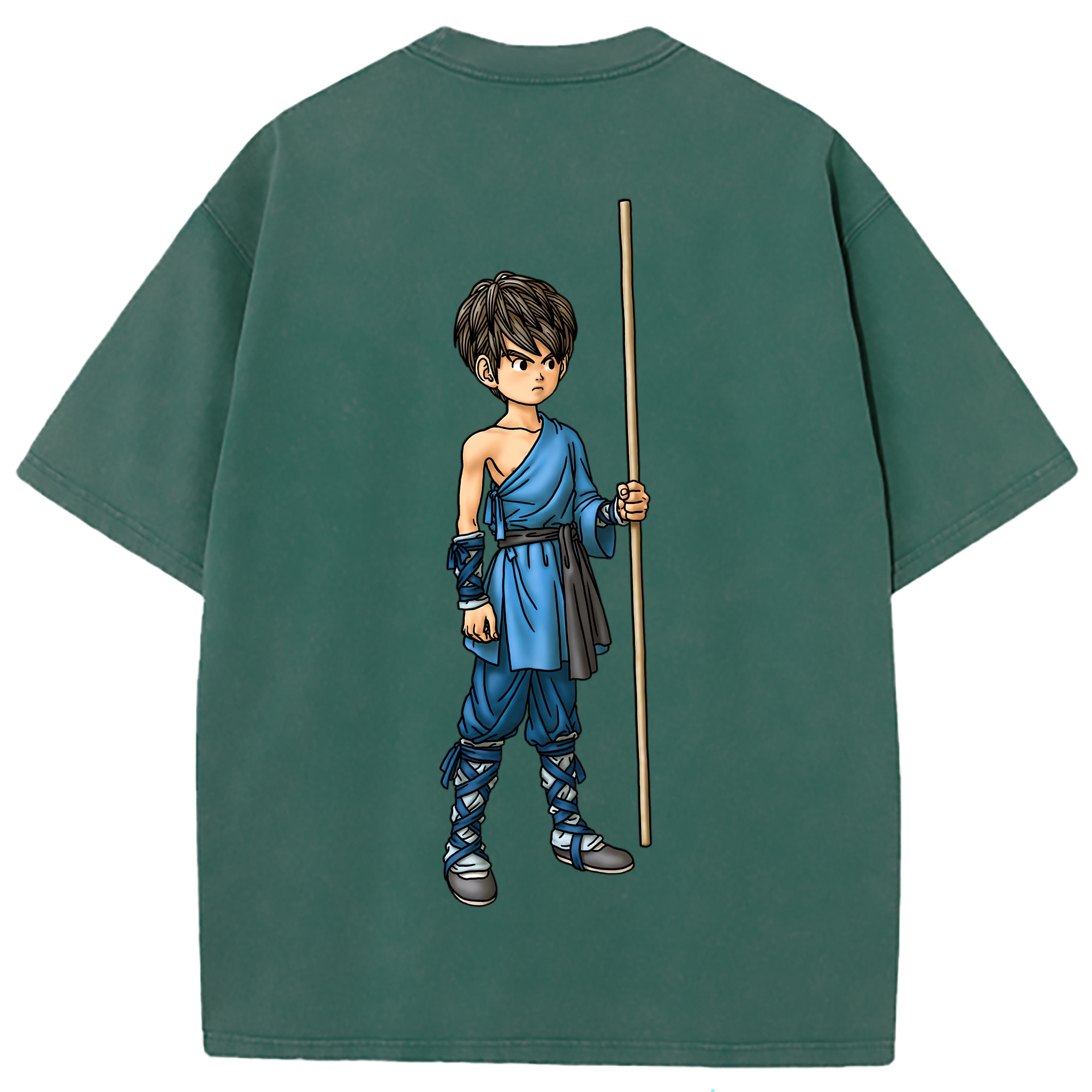 （画像用） ドラゴンクエスト Doragon Kuesuto Dragon Quest 綿100% ヴィンテージ風 半袖Tシャツ（背面プリント）